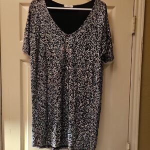 Cherish Black and Multi Color V-Neck Dress